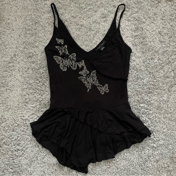 Black Butterfly Embellished Top - Picture 1 of 5